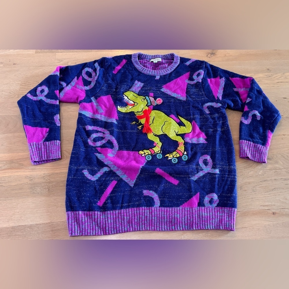 Holiday Hype Men's Ugly Christmas Sweater Holiday Pullover trex dinosaur XL
